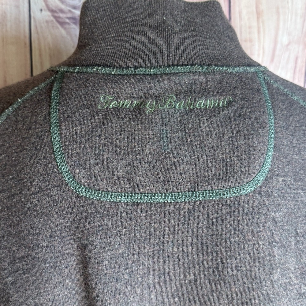 Tommy Bahama Reversible 1/4 Zip Ribbed Knit Pull Olive Green/Brown Men's Large‎ - Picture 15 of 15